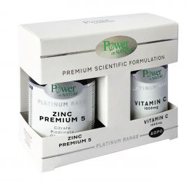 Power Of Nature Promo Platinum Range Zinc Premium 5, 30caps & Δώρο Platinum Range Vitamin C 1000mg, 20caps, 1σετ