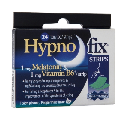 Uni-Pharma Hypno Fix Strips Συμπλήρωμα διατροφής με μελατονίνη, 24 ταινίες
