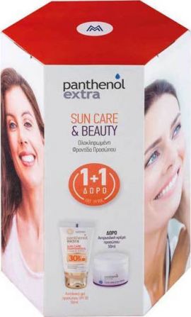 Panthenol Extra PROMO με Sun Care  SPF30 Face Gel  Αντηλιακή Κρέμα-Gel Προσώπου, 50ml & ΔΩΡΟ Face & Eye Cream 24ωρη Αντιρυτιδική Κρέμα με Υαλουρονικό Οξύ για Πρόσωπο & Μάτια, 50ml