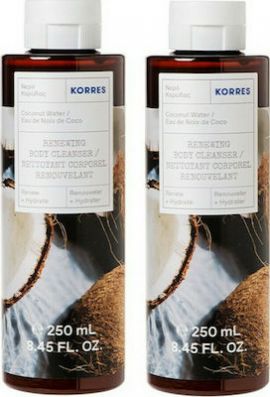Korres 1+1 Δώρο Πακέτο Προσφοράς Renewing Body Cleanser Coconut Water Αφρόλουτρο Gel Νερό Καρύδας, 2x250ml