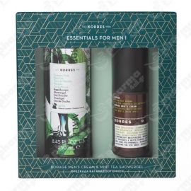 Korres Promo Essentials For Men I Men's Cream Borage Ενυδατική Κρέμα για την Ανδρική Επιδερμίδα 50ml & Mint Tea Showergel Πράσινο Τσάι Αφρόλουτρο 250ml