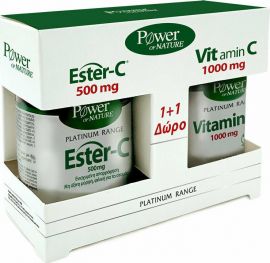 Power of Nature Platinum Range Ester C 500 mg 50 tabs & & Δώρο Vitamin C 1000 mg 20 tabs