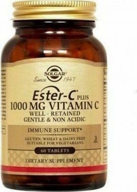 Solgar Ester C 1000mg Συμπλήρωμα Διατροφής Βιταμίνη C για Ενίσχυση του Ανοσοποιητικού που Απορροφάται 4 Φορές Περισσότερο, 60tabs