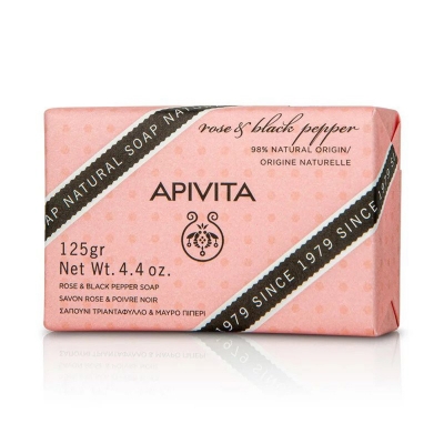 Apivita Natural Soap Σαπούνι με Τριαντάφυλλο & Μαύρο Πιπέρι 125gr.