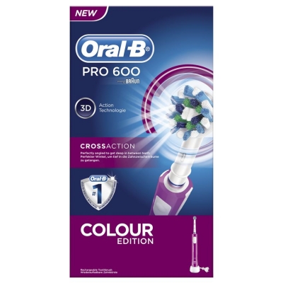 Oral-B Pro 600 CrossAction Colour Edition Pink Ηλεκτρική Οδοντόβουρτσα